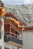 Ladakh - Rizong Gompa, the characteristc wooden balcony